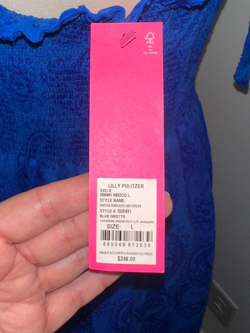 Lilly Pulitzer Rivera Smocked Midi Dress in Blue Grotto Size Large - Picture 8 of 12